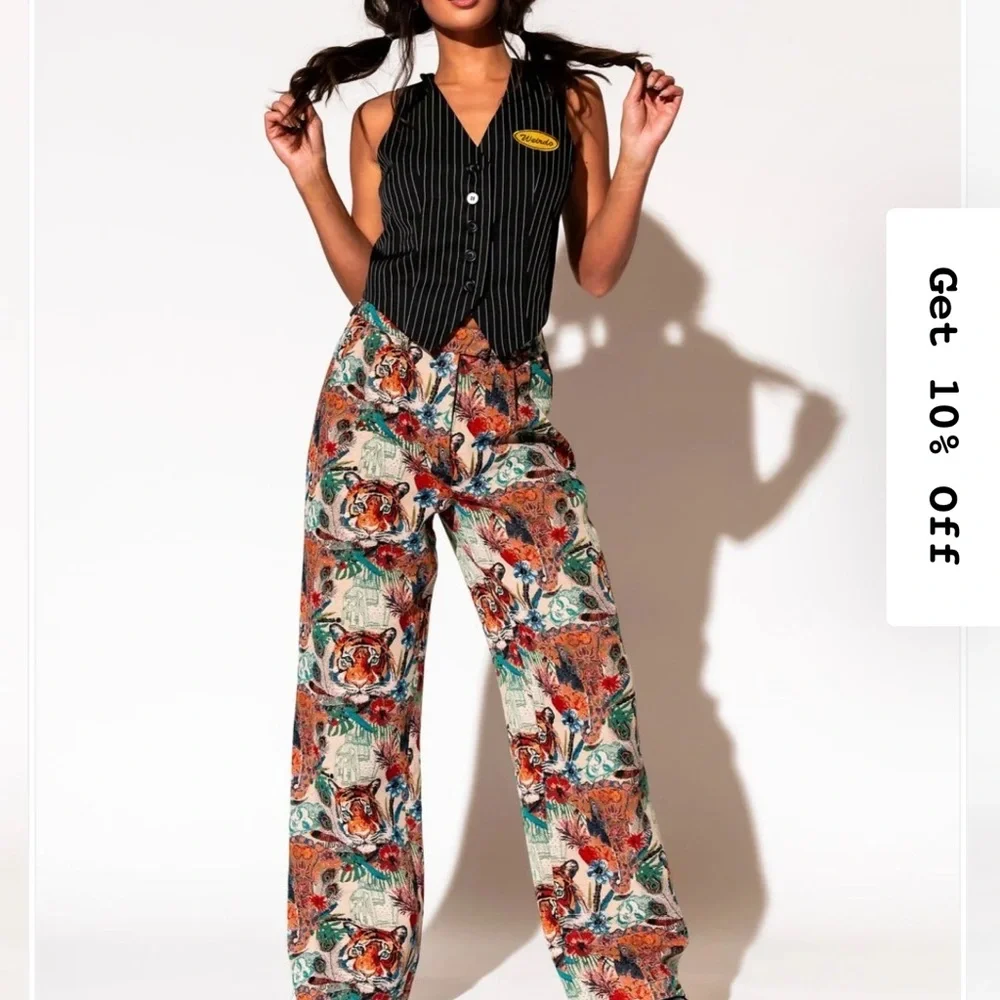 Dressed in La La Wild Soul Tiger Jacquard Trousers - Picture 2 of 8